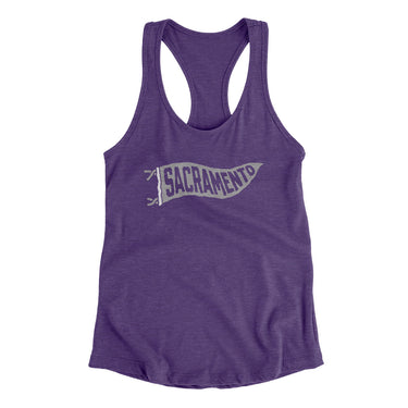 Sacramento Pennant Women's Racerback Tank-Purple Rush-Allegiant Goods Co. Vintage Sports Apparel