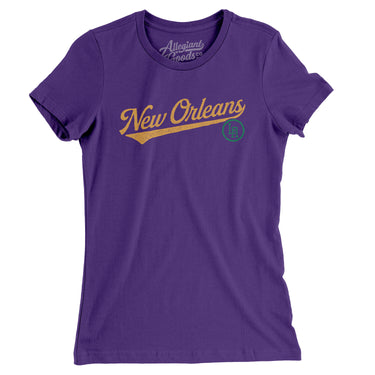 New Orleans Vintage Script Women's T-Shirt-Purple Rush-Allegiant Goods Co. Vintage Sports Apparel