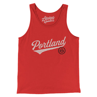 Portland Vintage Script Men/Unisex Tank Top-Red-Allegiant Goods Co. Vintage Sports Apparel