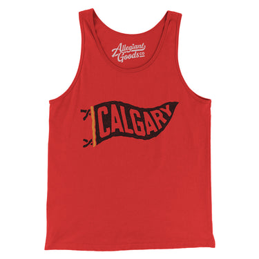 Calgary Pennant Men/Unisex Tank Top-Red-Allegiant Goods Co. Vintage Sports Apparel
