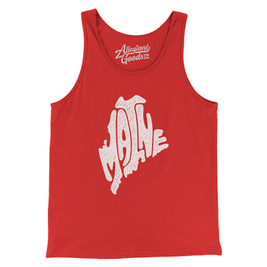 Maine State Shape Text Men/Unisex Tank Top-Red-Allegiant Goods Co. Vintage Sports Apparel
