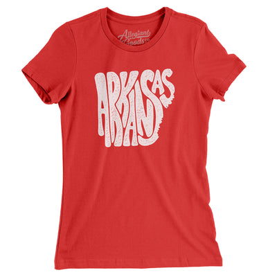 Arkansas State Shape Text Women's T-Shirt-Red-Allegiant Goods Co. Vintage Sports Apparel