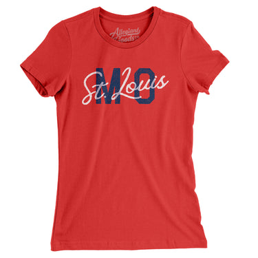 St. Louis Mo Overprinted Women's T-Shirt-Red-Allegiant Goods Co. Vintage Sports Apparel