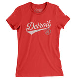 Detroit Vintage Script Women's T-Shirt-Red-Allegiant Goods Co. Vintage Sports Apparel