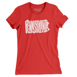 Pennsylvania State Shape Text Women's T-Shirt-Allegiant Goods Co. Vintage Sports Apparel