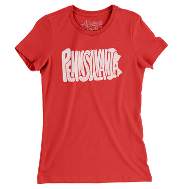 Pennsylvania State Shape Text Women's T-Shirt-Allegiant Goods Co. Vintage Sports Apparel