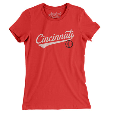 Cincinnati Vintage Script Women's T-Shirt-Allegiant Goods Co. Vintage Sports Apparel