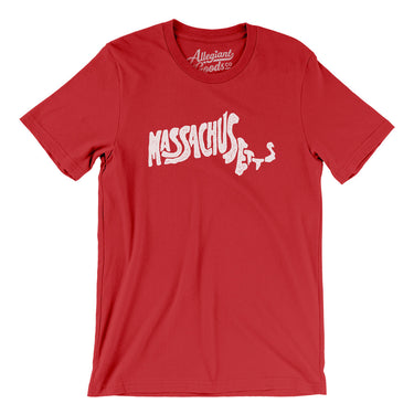 Massachusetts State Shape Text Men/Unisex T-Shirt-Allegiant Goods Co. Vintage Sports Apparel