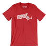 Massachusetts State Shape Text Men/Unisex T-Shirt-Red-Allegiant Goods Co. Vintage Sports Apparel