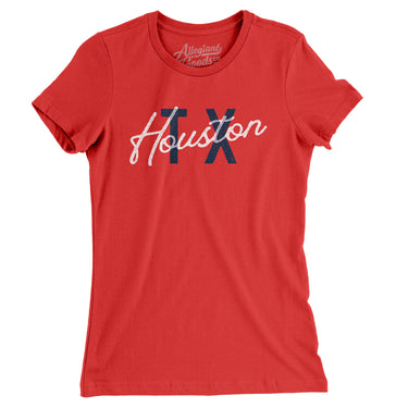 Houston Tx Overprinted Women's T-Shirt-Allegiant Goods Co. Vintage Sports Apparel