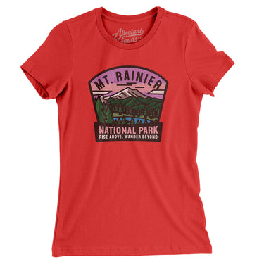 Mt. Rainier National Park Badge Women's T-Shirt-Red-Allegiant Goods Co. Vintage Sports Apparel