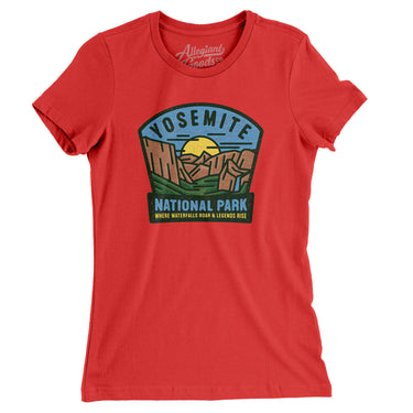 Yosemite National Park Badge Women's T-Shirt-Red-Allegiant Goods Co. Vintage Sports Apparel