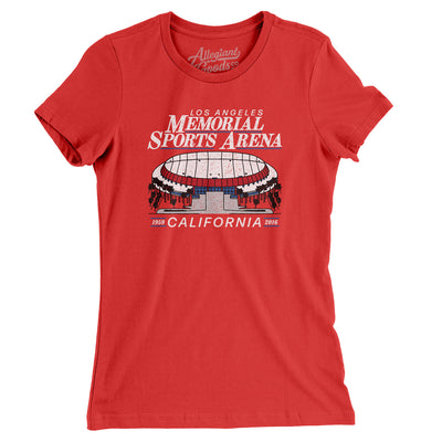 Los Angeles Memorial Sports Arena Women's T-Shirt-Red-Allegiant Goods Co. Vintage Sports Apparel