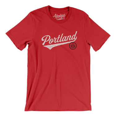 Portland Vintage Script Men/Unisex T-Shirt-Red-Allegiant Goods Co. Vintage Sports Apparel