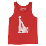 Idaho State Shape Text Men/Unisex Tank Top-Red-Allegiant Goods Co. Vintage Sports Apparel