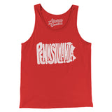 Pennsylvania State Shape Text Men/Unisex Tank Top-Red-Allegiant Goods Co. Vintage Sports Apparel