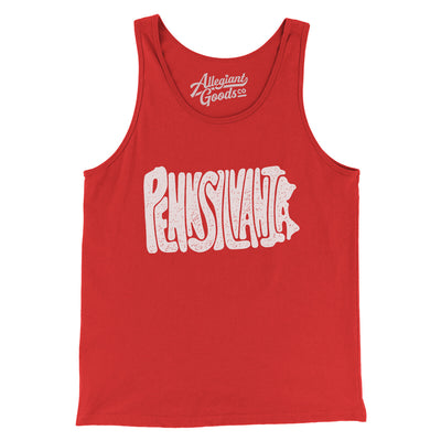 Pennsylvania State Shape Text Men/Unisex Tank Top-Red-Allegiant Goods Co. Vintage Sports Apparel