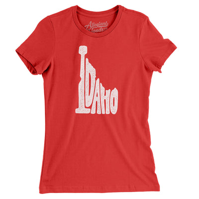 Idaho State Shape Text Women's T-Shirt-Red-Allegiant Goods Co. Vintage Sports Apparel