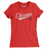 Chicago Vintage Script Women's T-Shirt-Red-Allegiant Goods Co. Vintage Sports Apparel