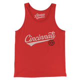 Cincinnati Vintage Script Men/Unisex Tank Top-Red-Allegiant Goods Co. Vintage Sports Apparel