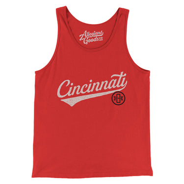 Cincinnati Vintage Script Men/Unisex Tank Top-Red-Allegiant Goods Co. Vintage Sports Apparel
