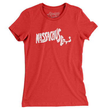 Massachusetts State Shape Text Women's T-Shirt-Allegiant Goods Co. Vintage Sports Apparel