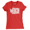 Washington State Shape Text Women's T-Shirt-Red-Allegiant Goods Co. Vintage Sports Apparel