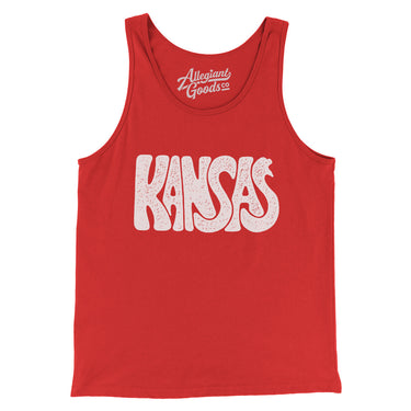 Kansas State Shape Text Men/Unisex Tank Top-Red-Allegiant Goods Co. Vintage Sports Apparel