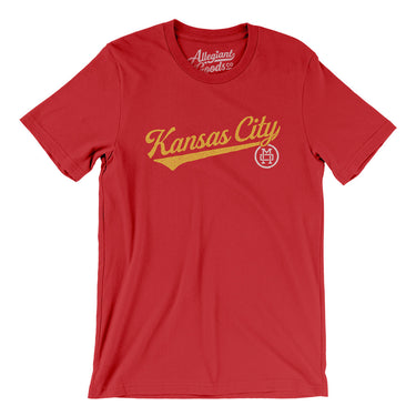 Kansas City Vintage Script Men/Unisex T-Shirt-Red-Allegiant Goods Co. Vintage Sports Apparel