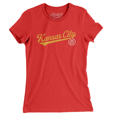 Kansas City Vintage Script Women's T-Shirt-Red-Allegiant Goods Co. Vintage Sports Apparel