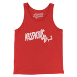 Massachusetts State Shape Text Men/Unisex Tank Top-Red-Allegiant Goods Co. Vintage Sports Apparel