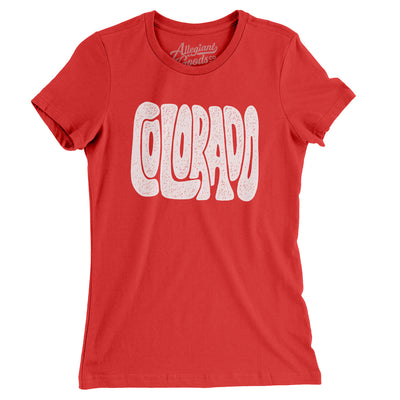 Colorado State Shape Text Women's T-Shirt-Red-Allegiant Goods Co. Vintage Sports Apparel