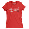 Portland Vintage Script Women's T-Shirt-Red-Allegiant Goods Co. Vintage Sports Apparel