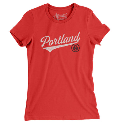 Portland Vintage Script Women's T-Shirt-Red-Allegiant Goods Co. Vintage Sports Apparel