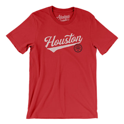 Houston Vintage Script Men/Unisex T-Shirt-Red-Allegiant Goods Co. Vintage Sports Apparel