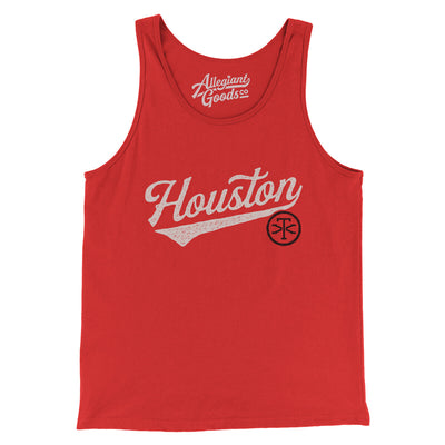 Houston Vintage Script Men/Unisex Tank Top-Red-Allegiant Goods Co. Vintage Sports Apparel
