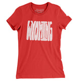 Wyoming State Shape Text Women's T-Shirt-Red-Allegiant Goods Co. Vintage Sports Apparel