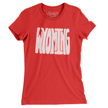 Wyoming State Shape Text Women's T-Shirt-Red-Allegiant Goods Co. Vintage Sports Apparel