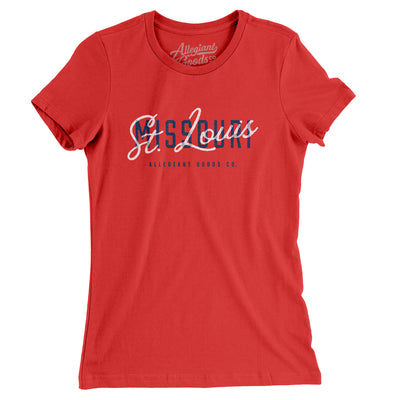 St Louis Overprint Women's T-Shirt-Red-Allegiant Goods Co. Vintage Sports Apparel