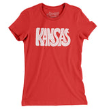 Kansas State Shape Text Women's T-Shirt-Red-Allegiant Goods Co. Vintage Sports Apparel