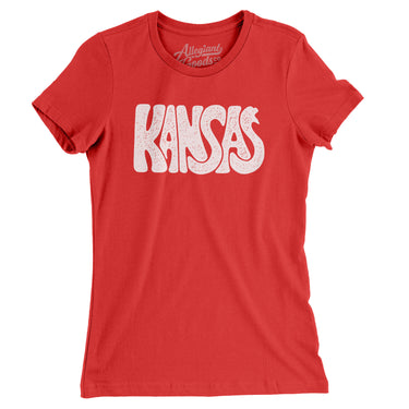 Kansas State Shape Text Women's T-Shirt-Red-Allegiant Goods Co. Vintage Sports Apparel