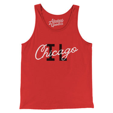 Chicago Illinois Overprinted Men/Unisex Tank Top-Red-Allegiant Goods Co. Vintage Sports Apparel