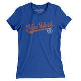 New York Vintage Script Women's T-Shirt-Royal-Allegiant Goods Co. Vintage Sports Apparel