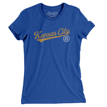 Kansas City Vintage Script Women's T-Shirt-Royal-Allegiant Goods Co. Vintage Sports Apparel