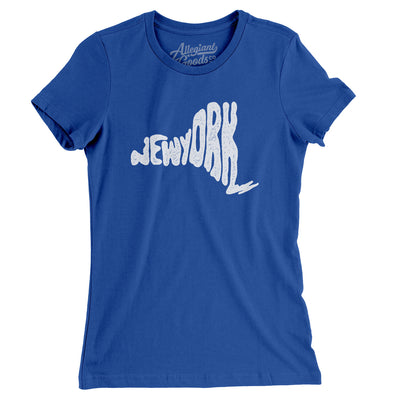 New York State Shape Text Women's T-Shirt-Royal-Allegiant Goods Co. Vintage Sports Apparel