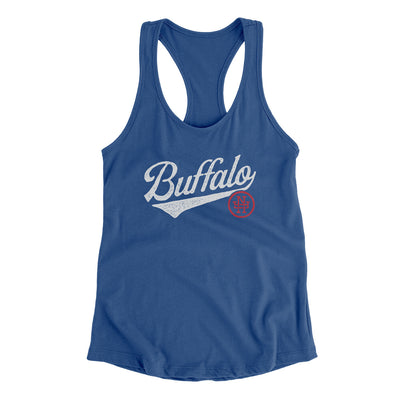 Buffalo Vintage Script Women's Racerback Tank-Royal-Allegiant Goods Co. Vintage Sports Apparel
