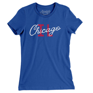 Chicago Illinois Overprinted Women's T-Shirt-Royal-Allegiant Goods Co. Vintage Sports Apparel