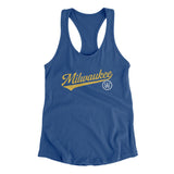 Milwaukee Vintage Script Women's Racerback Tank-Royal-Allegiant Goods Co. Vintage Sports Apparel