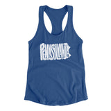 Pennsylvania State Shape Text Women's Racerback Tank-Royal-Allegiant Goods Co. Vintage Sports Apparel