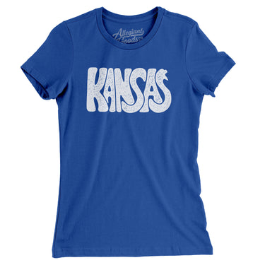 Kansas State Shape Text Women's T-Shirt-Royal-Allegiant Goods Co. Vintage Sports Apparel